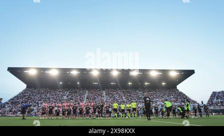 Fort Lauderdale, Florida, USA. Mai 2024. FORT LAUDERDALE(FL)29.05.2024-FOOTBALL-MATCH-CHAMPIONSHIP- Spiel zwischen Inter Miami und Atlanta United, gültig für die 16. Runde der regulären Saison, ausgetragen im Lockhart Stadium in Fort Lauderdale, diesen Mittwoch, 29. (Kreditbild: © Pedro Paulo Diaz/TheNEWS2 via ZUMA Press Wire) NUR REDAKTIONELLE VERWENDUNG! Nicht für kommerzielle ZWECKE! Stockfoto