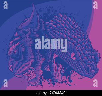 Tigerschlangen-Tattoo-Vektordarstellung auf weißem Hintergrund Stock Vektor