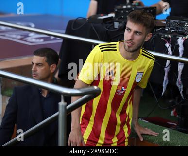 Sabadell, Barcelona, Spanien. Mai 2024. Sabadell Spanien 30.05.2024 Oscar Mingueza (Katalonien) sieht während des Freundschaftsspiels zwischen Katalonien und Panama am 30. Mai 2024 in Estadi Nova Creu Alta. (Kreditbild: © Xavi Urgeles/ZUMA Press Wire) NUR REDAKTIONELLE VERWENDUNG! Nicht für kommerzielle ZWECKE! Stockfoto