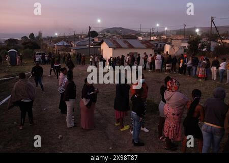 Mpophomeni, uMngeni Municipality, KwaZulu-Natal, Südafrika, 20240529. FOTO: David A. Larsen. Südafrika ging am 29. Mai 2024 zu den am heftigsten umstrittenen Parlamentswahlen seit den ersten demokratischen Wahlen 1994 an die Wahlen. Zum ersten Mal in der Zeit nach der Apartheid wird der Afrikanische Nationalkongress möglicherweise keine 50%ige Mehrheit erreichen. Stockfoto