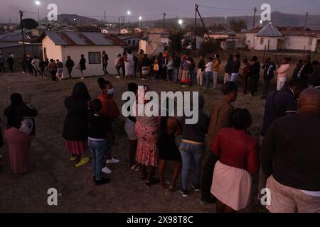 Mpophomeni, uMngeni Municipality, KwaZulu-Natal, Südafrika, 20240529. FOTO: David A. Larsen. Südafrika ging am 29. Mai 2024 zu den am heftigsten umstrittenen Parlamentswahlen seit den ersten demokratischen Wahlen 1994 an die Wahlen. Zum ersten Mal in der Zeit nach der Apartheid wird der Afrikanische Nationalkongress möglicherweise keine 50%ige Mehrheit erreichen. Stockfoto