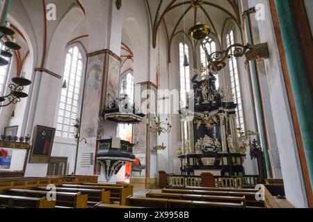 Innenansicht, St. Marien Kirche, Marienkirchhof, Lübeck, Schleswig-Holstein, Deutschland *** Innenansicht, Marienkirchhof, Lübeck, Schleswig Holstein, Deutschland Stockfoto