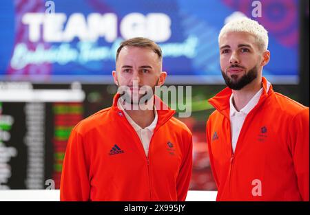 Ben Lane und Sean Vendy von Team GB während der Teamankündigung von Team GB Paris 2024 Badminton an der Londoner Börse. Bilddatum: Donnerstag, 30. Mai 2024. Stockfoto