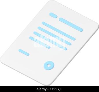 Vertrag Vertrag Papierkram Geschäft kommerzielles Geschäft leer mit Siegeltext 3D Symbol realistische Vektorillustration. Notizpapier für die finanzielle Zuweisung Stock Vektor