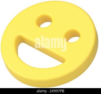 Emoji gelb lächelndes Gesicht Emoticon Charakter positive Stimmung Cyberspace chatten 3D Symbol realistische Vektor-Illustration. Smiley Happy Fun Gesichtsausdrücke Stock Vektor
