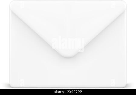 E-Mail-Nachricht weiß geschlossener Papierumschlag Newsletter eingehende sms Chat realistische 3D-Icon-Vektor-Illustration. E-Mail neue Brief Internet Remote Communic Stock Vektor