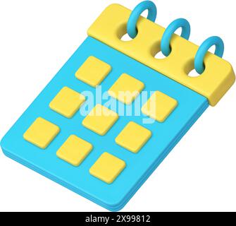 Terminplanaufgabe Geschäftsplanung Zeitmanagement Datumserinnerung 3D-Symbol realistische Vektorillustration. Persönlicher Plan des Organisators für Kalendertermine Stock Vektor