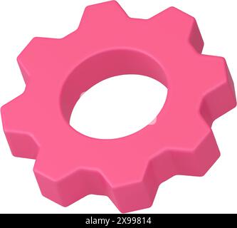 Einstellungen Zahnradprogramm Konfiguration Prozess Reparatur Optimierung 3D-Symbol realistische Vektordarstellung. Innovation im Maschinenbau Stock Vektor