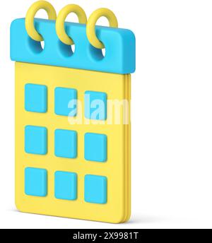 Kalenderplanung monatlich wichtige Informationen Organisatorseite auf Frühling 3D Symbol realistische Vektorillustration. Zeitplan Termintermin Terminierung d Stock Vektor