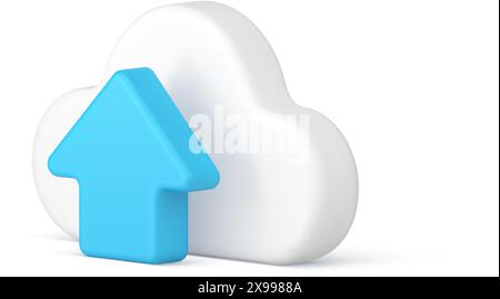 Daten hochladen Cloud Computing Netzwerk Internet globale Verbindung Datenbankübertragung Isometrisches 3D-Symbol realistische Vektorillustration. Digitale Informationen Stock Vektor