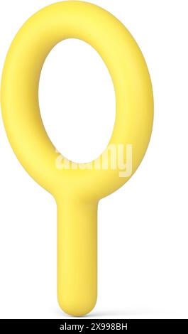 Lupe gelbe Lupe mit Griff optischer Zoom Wissenschaft Forschung Browsing 3D-Symbol realistische Vektorillustration. Lupe Bildungsinternet Stock Vektor