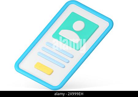 Smartphone persönliches Konto Benutzeroberfläche Mobiltelefon Bildschirm isometrisches 3D-Symbol realistische Vektorillustration. Anwendung zur Bestätigung der telefonischen Anmeldung Stock Vektor