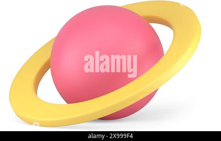 Planet mit Umlaufbahn Saturn Jupiter Uranus Neptun Kreis Ring rosa 3D Symbol realistische Vektor-Illustration. Astronomie Kosmos Globus Sphere kosmische Wissenschaft s Stock Vektor