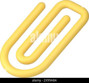 Gelbe Clip-Halterung aus Metall für Papier und Dokumente zur Befestigung isometrischer 3D-Symbole realistische Vektorillustration. Heftklammer für Schreibwaren Binder Bürozugang Stock Vektor