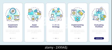 Portfolio Management Steps Onboarding Mobile App Bildschirm Stock Vektor