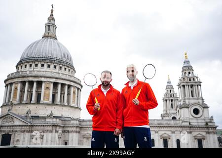 Ben Lane und Sean Vendy von Team GB während der Teamankündigung von Team GB Paris 2024 Badminton an der Londoner Börse. Bilddatum: Donnerstag, 30. Mai 2024. Stockfoto