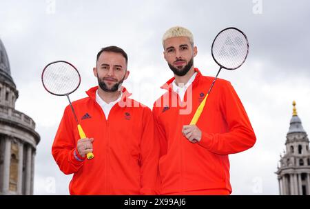 Ben Lane und Sean Vendy von Team GB während der Teamankündigung von Team GB Paris 2024 Badminton an der Londoner Börse. Bilddatum: Donnerstag, 30. Mai 2024. Stockfoto