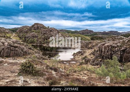 Klippen im Trollpikken-Gebiet in der Nähe von Egersund, Norwegen Stockfoto