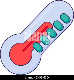 Klassisches Glasthermometer zum Messen der Temperatur. Messinstrument, medizinisch gestrichenes Cartoonelement für modernes und Retro-Design. Einfache Co Stock Vektor