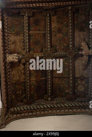 Gemalte Holzdecke, All Hallows Church, Wellingborough, Northamptonshire, England, UK Stockfoto