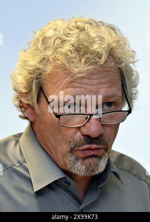 Brüssel, Belgien 30. Mai 2024. Thierry Bodson, Vorsitzender der FGTB-ABVV, wurde während einer Pressekonferenz mit den vorläufigen Ergebnissen der jüngsten Sozialwahlen in Belgien am Donnerstag, den 30. Mai 2024 in Brüssel vorgestellt. BELGA PHOTO ERIC LALMAND Credit: Belga News Agency/Alamy Live News Stockfoto