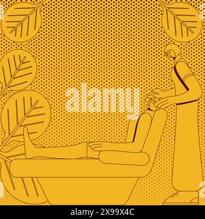 Gesichtsmassagen. Behandlungen durch professionelle Therapeutin im Spa. SPA-Design-Konzept. Isolierte Vektorillustration im Retro-Stil. Stock Vektor