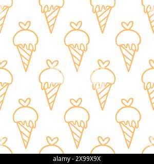 Eiskegel kritzelt nahtloses Sommermuster Stock Vektor