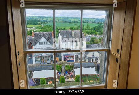 Heu aus dem Inneren von Hay Castle, Hay-on-Wye, Powys, Wales Stockfoto