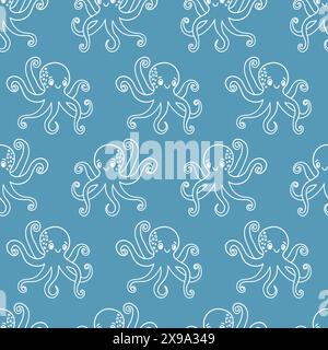Hand Gezeichneter Octopus Nahtlose Muster Hintergrund Stock Vektor