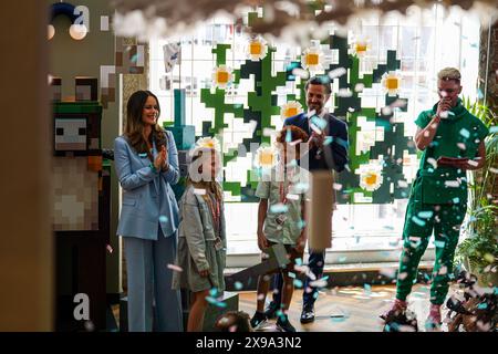 Stockholm, Lauch neues Spiel, Schweden, 05 30 2024, Einführung eines neuen Lernspiels von den Mojang Studios. Prinzessin Sofia, Prinz Carl Philipp Stockfoto