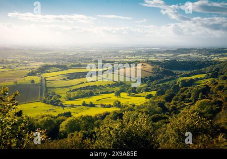 Blick auf die Green Fields von Yorkshire von der Sutton Bank Stockfoto