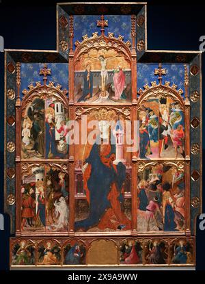 Goncal Peris Sarria, Altar der Heiligen Barbara, 1410-1425, Nationalmuseum für katalanische Kunst, Museu Nacional d'Art de Catalunya, MNAC, Barcelona, Spanien, Europa. Stockfoto