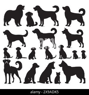 Silhouette Set von Hunden. Vektor-isolierte Abbildung Stock Vektor