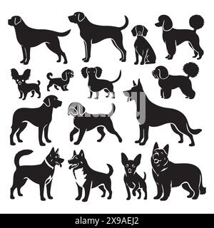 Silhouette Set von Hunden. Vektor-isolierte Abbildung Stock Vektor