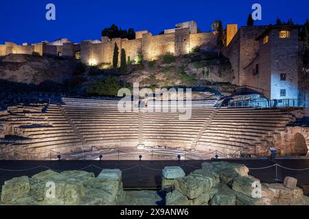 Das Römische Theater und die Festung Alcazaba, Malaga, Andalusien, Spanien Stockfoto