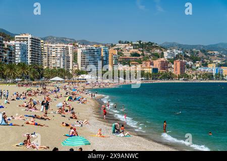 Playa de la Malagueta, Malaga, Andalusien, Spanien Stockfoto