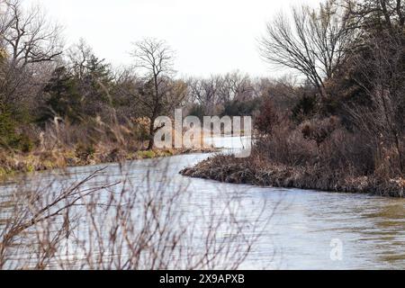 Der Platte River in Nebraska fließt hinunter. Hochwertige Fotos Stockfoto