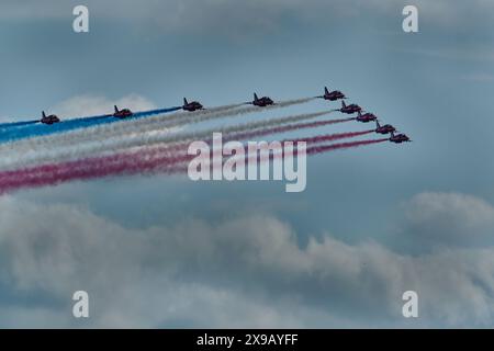 Rote Pfeile auf dem Display bei RIAT 2015 Stockfoto