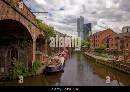 Der Bridgewater Canal im Castlefield Basin, Manchester. Stockfoto