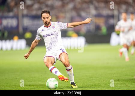 Athen, Griechenland. Mai 2024. Giacomo Bonaventura (5) von Fiorentina, der während des Endspiels der UEFA Conference League zwischen Olympiacos und Fiorentina in der OPAP Arena in Athen zu sehen war. Quelle: Gonzales Photo/Alamy Live News Stockfoto