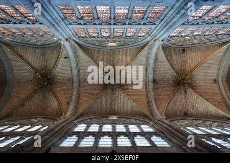 Dramatische Aussicht auf das Innere der Kathedrale von Avila, Spanien Stockfoto