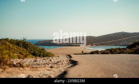 Prasonisi Beach Griechenland auf Rhodos - Kitesurfen - Windsurfen Stockfoto