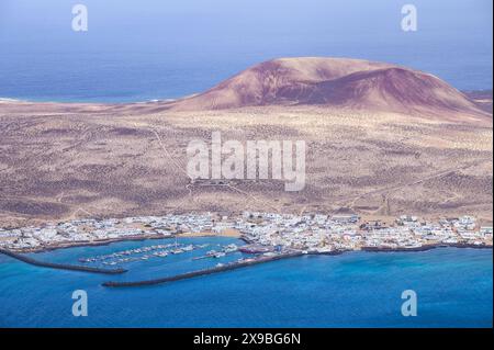 Aus der Vogelperspektive auf den Rio de La Graciosa, Lanzarote, die Kanarischen Inseln, Spanien Stockfoto
