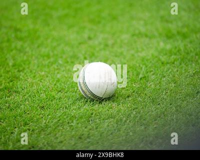 London, Großbritannien. 30. Mai 2024. London, England, Donnerstag, den 30. Mai 2024: Ein weißer Cricket-Ball vor dem vierten Spiel der Vitality T20 International zwischen England und Pakistan im Kia Oval in London, England am Donnerstag, den 30. Mai 2024. (Claire Jeffrey/SPP) Credit: SPP Sport Press Photo. /Alamy Live News Stockfoto