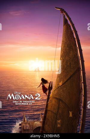 Moana 2 (2024) von David G. Derrick Jr. mit Auli'i Cravalho, Dwayne Johnson und Alan Tudyk. Nachdem sie einen unerwarteten Anruf von ihren Vorfahren erhalten hat, reist Moana in die fernen Meere Ozeaniens und in gefährliche, lange verlorene Gewässer für ein Abenteuer, das ihr nie begegnet ist. Poster FÜR US-Teaser ***NUR FÜR REDAKTIONELLE ZWECKE***. Quelle: BFA / Walt Disney Studios Stockfoto