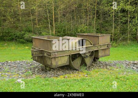 Von Hand gezogene Walze, KZ Struthof, Natzweiler, Elsass, Frankreich Stockfoto