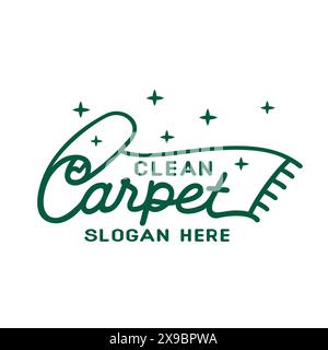 Logo-Vektor des Teppichs reinigen. Innenraum Reinigung Teppichservice Business Logo Vorlage Design Konzept. Vektor und Illustration. Stock Vektor