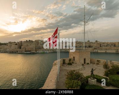 Fort St. Angelo und Grand Harbour in Vittoriosa, Malta. Blick auf das Fort Saint Angelo in Valletta. Stockfoto