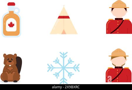 Satz farbiger Symbole für kanada Vektor-Illustration Stock Vektor