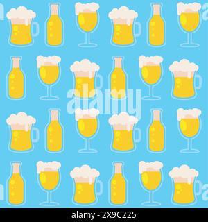 Bierglassymbole Muster Hintergrund Vektor Stock Vektor